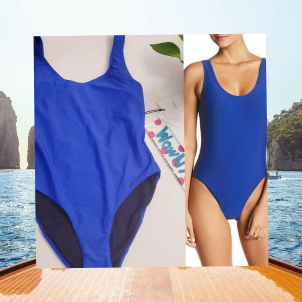 Anthropologie One Piece Swimsuit Classic Dark Blue Royal ONIA NEW $150